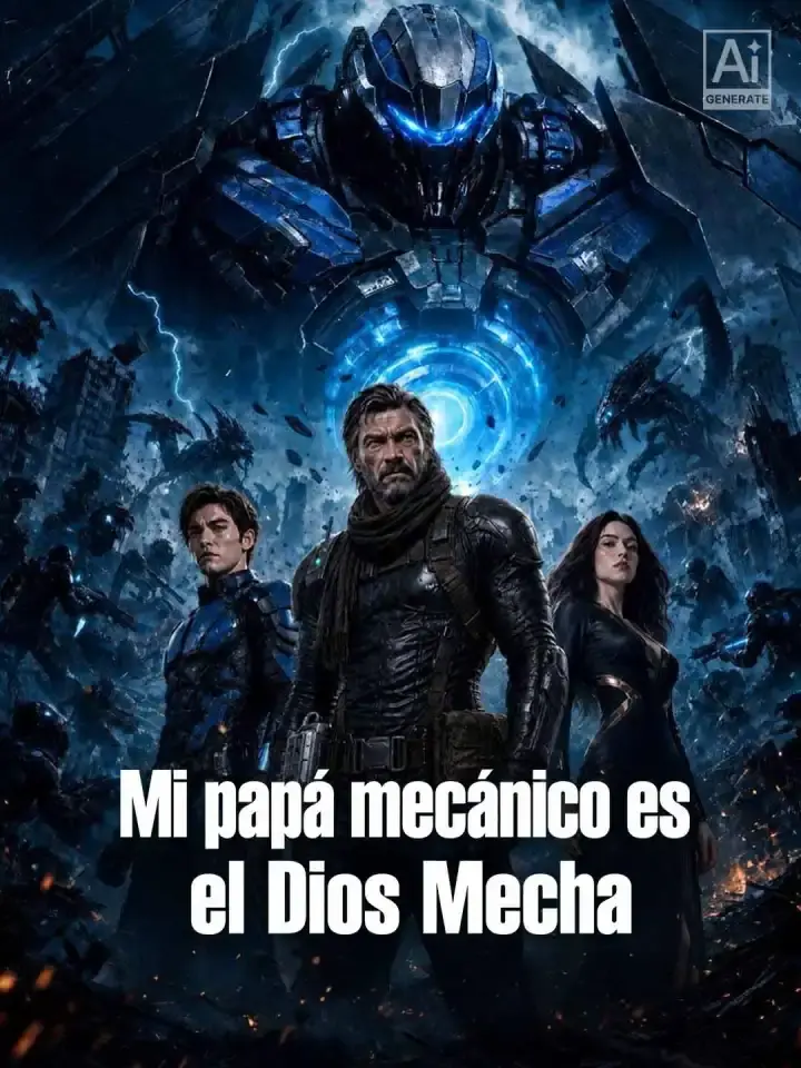 Portada de la miniserie Mi papá mecánico es el Dios Mecha